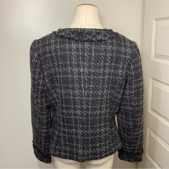 VINTAGE della spiga italy gray tweed blazer wool blend herringbone plaid coat M - Picture 12 of 16